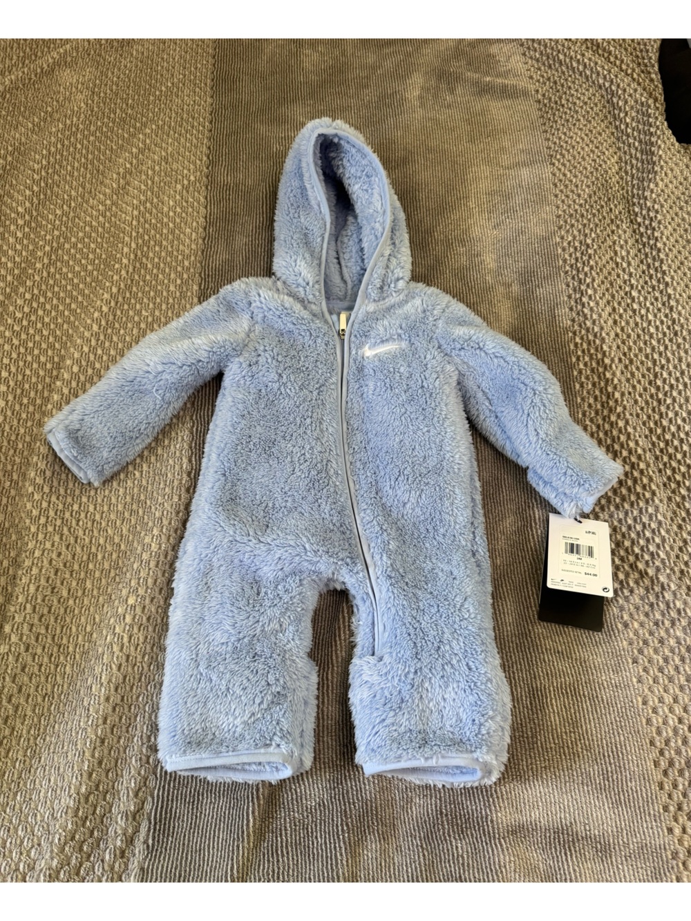 Nike Soft Plush Light Blue baby One-Piece Hooded Romper